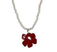 Fcnjsao Collar para mujer, delicado collar floral con personalidad, cadena de perlas coloridas, gargantilla para mujer y niña, Acrílico