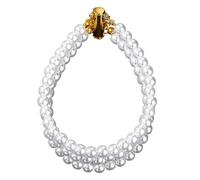 Fcnjsao Cómoda pulsera elástica de perlas de 3 filas de cuentas de 6 mm y piedras brillantes, accesorio de cadena de muñeca de perlas de imitación con acento de diamantes, talla única, como se