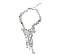 Fcnjsao Delicate Blossom Tassels Halskette Stylish Imitation Perle Perle Halschain Schmuck Verstellbares Imbécil Kettenzubehör