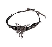 Fcnjsao Gargantilla de piel con diseño de mariposa, ajustable, estilo punk, joyería para mujeres y niñas