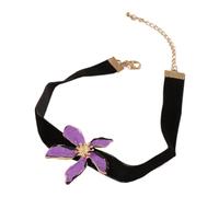 Fcnjsao Gargantilla floral punteada con efecto de gota de aceite, cadena ajustable para el cuello, cadena de clavícula ajustable, piezas de joyería de moda, Tela aterciopelada + aleación + aceite que