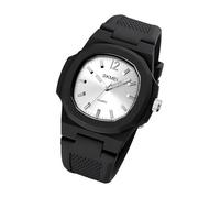 Fcnjsao Reloj electrónico de cuarzo para hombre con esfera hexagonal, correa de silicona suave para campus y oficina. Reloj elegante, plata
