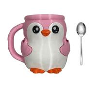 Fcnjsao Whimsically - Organizador de helado, diseño de pingüinos, doble cuchara, protectores de bebidas frías con cajón secreto, soporte para helado con forma de pingüinos