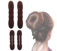 Fc'Noqgn 4 Piezas de Nudo Mágico de Pelo, Esponja de Clips para el Pelo, Herramienta para Peinar el Pelo, 2 Grandes, 2 Pequeños (Marrón)