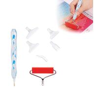Fc'Noqgn Cepillo de Diamante de Resina y 6 Puntas de Repuesto, Pluma de Pintura de Diamante, Bolígrafos de Pintura Diamante 5D DIY