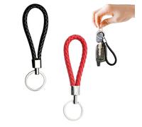 Fc'Noqgn Llavero cuero 2 piezas, llavero coche trenzado, llavero cuero elegante, llavero hombre trenzado, llavero coche mujer