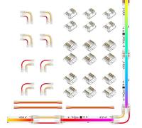 FCOB 3pin 10mm SPI RGB Kit Conector LED 18pcs conectores transparentes 8pcs conectores en forma L 3pcs 15cm 22AWG cables extensión para conexión en esquina de tiras LED RGB SPI 3pin 10mm sin soldadura