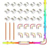 FCOB COB 3PIN 12mm Transparente Conector LED Set 2x 6pcs Conector de Placa a Cable 2x 4pcs Conectores en Forma de L 6pcs Conector de Placa a Placa 3pcs 15cm 22AWG Cable SPI RGB Tiras LED