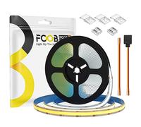 FCOB COB CCT Tira LED Flexible de Alta Densidad CCT(3000K-6000K) 16.4FT/5M DC24V 640LEDs/m 14W/m IP65 Impermeable CRI90+ Tunable Regulable para Decoración DIY(No Contiene Alimentación&Control)
