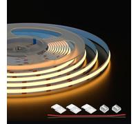 FCOB COB Tira LED Blanco Cálido 2700K 320LEDs/m 9W/m 5M DC12V 8mm Ancho CRI90+ Regulable Tira LED Flexible de Alta Densidad Brillo Uniforme para decoración DIY(Controlador y Alimentador no incluidos)