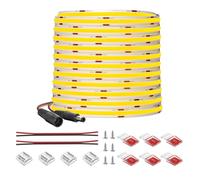 FCOB COB Tira LED Flexible Blanco Cálido 2700K 320LEDs/m 10M 24V 8mm CRI90+ | Regulable de Alta Densidad Brillo Uniforme Luz LED para Decoración DIY(Controlador Alimentador no incluidos)