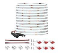 FCOB COB Tira LED Flexible Blanco Frío 6000K 320LEDs/m 10M DC24V 8mm CRI90+ | Regulable de Alta Densidad Brillo Uniforme Luz LED para Decoración DIY(Controlador Alimentador no incluidos)