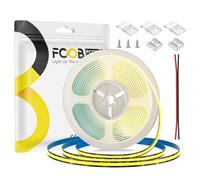 FCOB COB Tira LED Flexible de Alta Densidad Blanco Cálido 2700K 480LEDs/M 9W/M 16.4FT/5M DC12V 8mm Ancho Negro PCB Regulable Luz LED IP30 para Decoración Interior(Sin controlador ni alimentación)