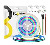FCOB COB WS2811 IC RGB Tira Flexible de LED de Alta Densidad 16.4FT/5m DC24V 630LEDs/m 50IC 10mm Ancho Negro PCB Color de Ensueño Luz de Seguimiento para DIY(No Contenido Alimentación＆Control)