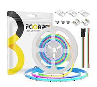 FCOB COB WS2811 IC RGB Tira Flexible de LED de Alta Densidad 9.84FT/3m DC24V 630LEDs/m 30IC 10mm Ancho Blanco PCB Color de Ensueño Luz de Seguimiento para DIY(No Contenido Alimentación＆Control)