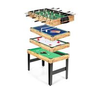 FCOUMY Mesa de Multijuegos 4 en 1, Mesa de Futbolín con Billar, Air Hockey y Tenis de Mesa para Sala de Juegos, Bares, Noche Familiar, Juego de Arcade Combinado con Accesorios