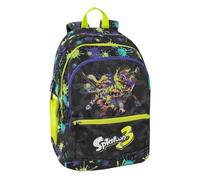 FCP Mochila redonda compatible con Splatoon 3 para escuela primaria secundaria + 7 bolígrafos borrables y llavero silbato, multicolor, talla unica