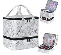 FCQQYWZ Estuche organizador de esmalte de uñas - Capacidad para 42 botellas (15 ml/0.5 fl.oz) y 1 lámpara de uñas, funda de transporte mejorada de esmalte de uñas de doble capa con asas (blanco)