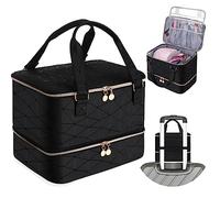 FCQQYWZ Organizador de esmalte de uñas con asas resistentes, bolsa de almacenamiento de esmalte de uñas de doble capa, 40 botellas de color negro, 1 Count (Pack of 1), Temperamento
