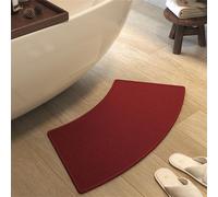 FCS Bathroom Alfombra de baño Curvada, Alfombrilla de baño de Tierra de Esquina para baño, con Respaldo de Goma, Antideslizante, para duchas semicirculare(Size:60x120cm,Color:Rojo)