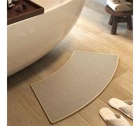 FCS Bathroom Alfombra de baño Curvada, Alfombrilla de baño de Tierra de Esquina para baño, con Respaldo de Goma, Antideslizante, para duchas semicirculare(Size:60x120cm,Color:Caqui)