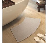 FCS Bathroom Alfombra de baño Curvada, Alfombrilla de baño de Tierra de Esquina para baño, con Respaldo de Goma, Antideslizante, para duchas semicirculare(Size:45x100cm,Color:Beige)