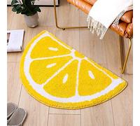 FCS Bathroom Baño Mat Alfombra Shaggy Semicircular Antideslizante Felpudo Entrada mats para Baño Dormitorio Super Agua Absorbente Non-Slip Baño Rug, Máquina Lavable (Color : Yellow, Size : 45×65cm)