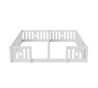 FCSQIU Montessori - Cama de suelo de 180 x 200 cm, con somier de seguridad, para familias con 2 niños, estructura de cama de madera maciza, sin colchón