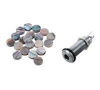 Fcuajdkq 1 conector de montaje empotrado de cilindro cromado de 1/4 pulgadas y 20 puntos con incrustaciones de abulón de de 6 mm para guitarra, ukelele, banjo