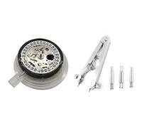 Fcuajdkq 1 juego de alicates de barra de resorte para quitar correa de reloj y 1 pieza NH35 Movimiento Día Fecha Set Reloj Muñeca, plata