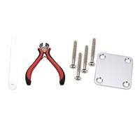Fcuajdkq 1 juego de placa de cuello de guitarra eléctrica y tornillos con 1 juego de extractor de trastes de guitarra, kit de placa de acero