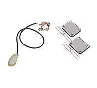 Fcuajdkq 1 transductor de guitarra acústica, amplificador precableado, piezoeléctrica y 2 placas de cuello de metal para guitarra con alfombrilla de plástico