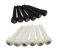 Fcuajdkq 12 accesorios para guitarra acústica: 6 de puente de guitarra acústica con punto de concha de perla y 6 de hueso de puente de guitarra de concha de ébano negro con lunares de