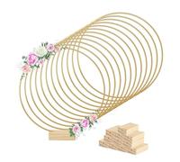 Fcuajdkq 12 Piezas de Cinta Central de Floral de Metal de 12 Pulgadas, 12 Soportes de Madera para Decoración de Mesa, Decoración de Boda DIY, Colgante de Pared