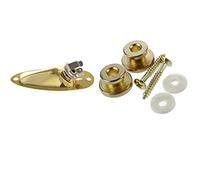 Fcuajdkq 2 botones de correa dorada con tornillo de montaje para mandolina de guitarra y 1 enchufe de placa de entrada de