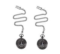 Fcuajdkq 2 collares vintage steampunk negros con números romanos con colgante de cuarzo, reloj de bolsillo, regalo, negro