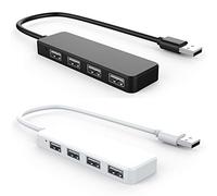 Fcuajdkq 2 concentradores USB 2.0 ultradelgados de 4 puertos, color y negro