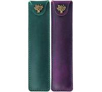 Fcuajdkq 2 estuches de piel auténtica con botón a presión, color verde y , Verde y