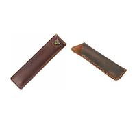Fcuajdkq 2 fundas de piel auténtica para 2 bolígrafos, hechas a mano, vintage, color marrón, Brown