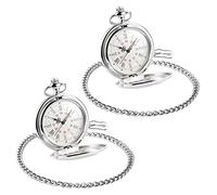 Fcuajdkq 2 relojes de bolsillo, correa de metal, color plateado, plata