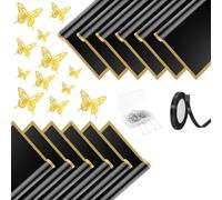 Fcuajdkq 24 Hojas de Papel de Regalo de Flores, Papel de Regalo de Ramo Floral con 36 Piezas de Decoración de Mariposas Doradas, 100 Alfileres de Perlas y Cinta