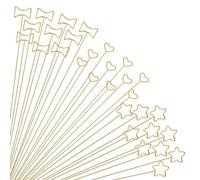 Fcuajdkq 30 palillos dorados para tarjetas de flores, 12 palillos grandes de alambre de metal con diseño de flores doradas, lazo y estrella