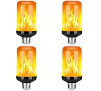 Fcuajdkq 4 bombillas LED con efecto de llama E27, bombillas decorativas parpadeantes realistas de fuego, lámpara de decoración de festivales, negro-B