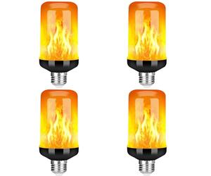 Fcuajdkq 4 bombillas LED con efecto de llama E27, bombillas decorativas parpadeantes realistas de fuego, lámpara de decoración de festivales, negro-B