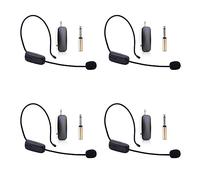 Fcuajdkq 4 micrófonos inalámbricos UHF de mano 2 en 1, amplificador de volumen profesional para la cabeza para enseñanza del habla