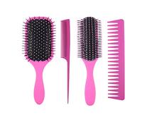 Fcuajdkq 4 piezas serías cepillo para el pelo peine de puntiaguda desenredar cepillo para el cabello húmedo o seco (rosa roja)