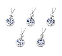 Fcuajdkq 5 relojes de bolsillo clásicos de cuarzo retro con diseño de azul plateado, plata