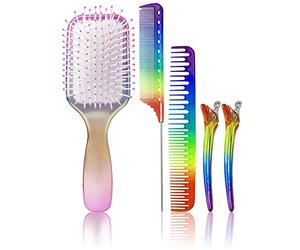 Fcuajdkq 5 unids/set peine de masaje iris conjunto diente cojín de aire kit de peine enredo salón de peluquería desenredante peine de masaje