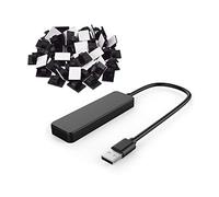 Fcuajdkq 51 accesorios: 1 concentrador USB ultra delgado de 4 puertos USB 2.0 negro y 50 abrazaderas de cable autoadhesivas para coche