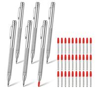 Fcuajdkq 6 agujas de trazar con punta de metal duro y 30 puntas de marcado de repuesto, imán de aluminio, herramienta de trazado de metal duro, lápiz de grabado